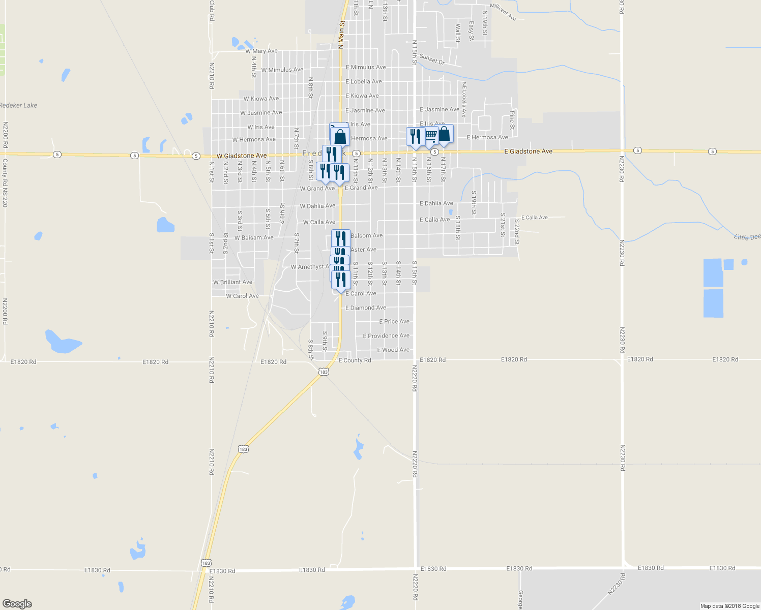 map of restaurants, bars, coffee shops, grocery stores, and more near 817 South 13th Street in Frederick