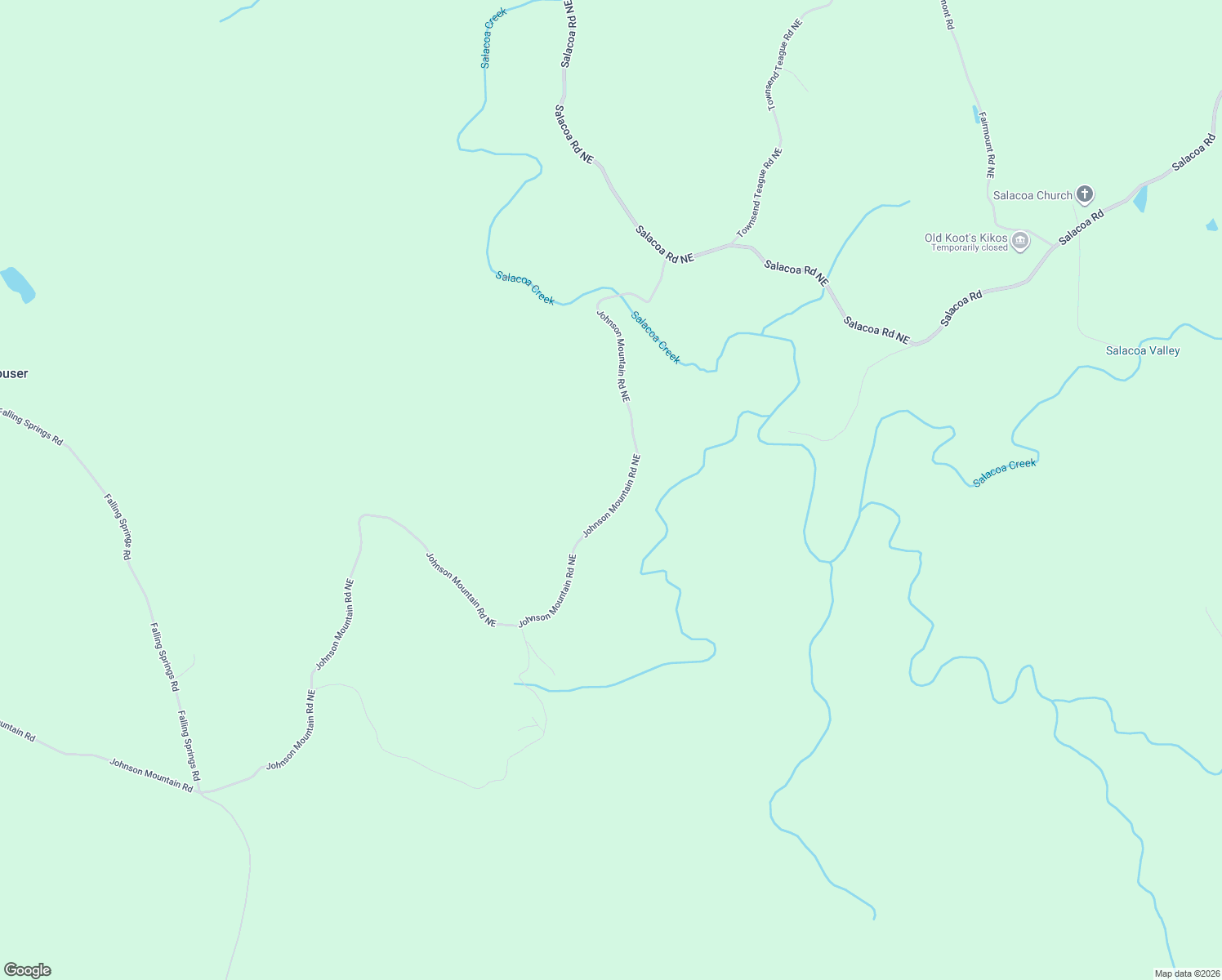 map of restaurants, bars, coffee shops, grocery stores, and more near Johnson Mountain Road Northeast in Rydal