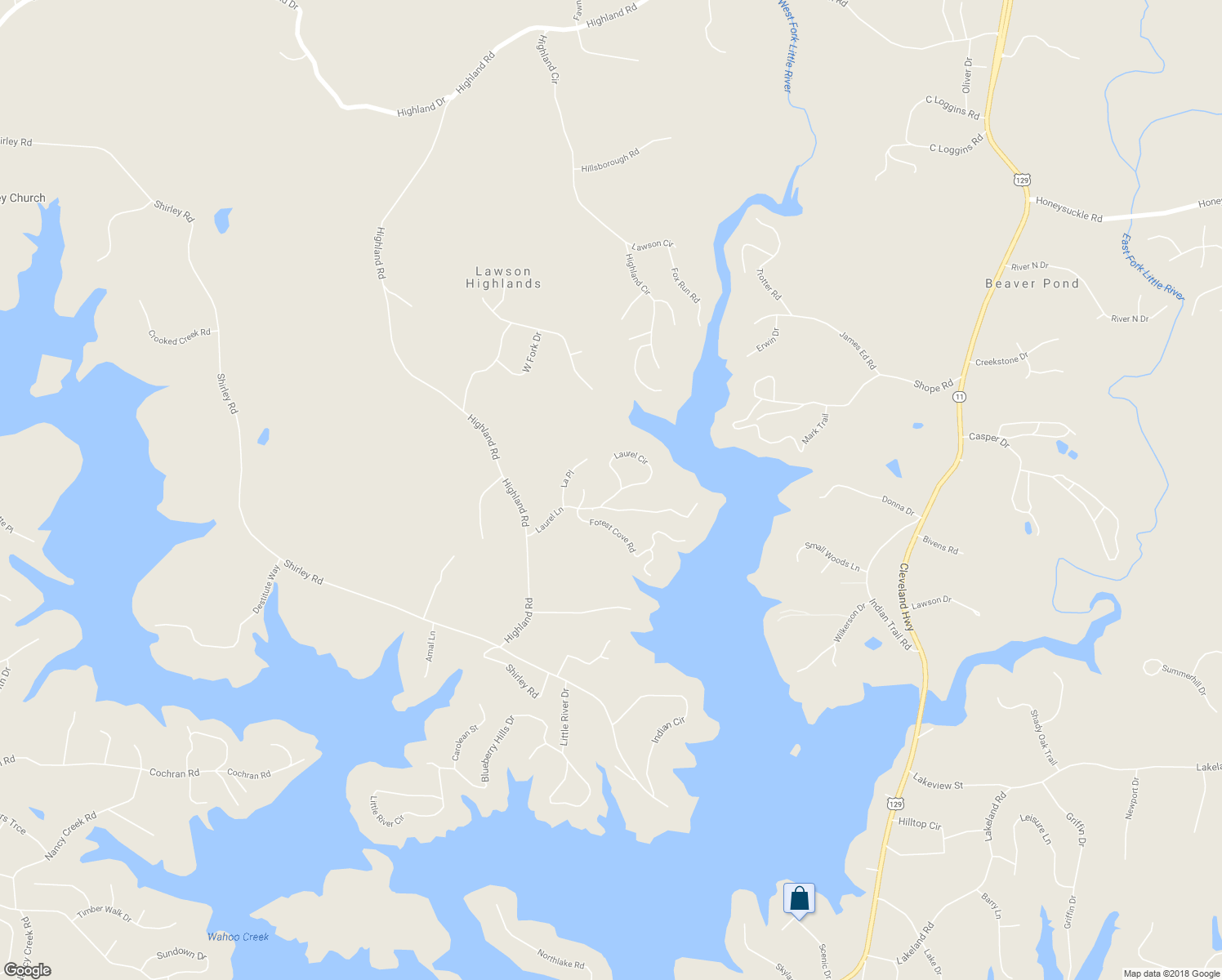 map of restaurants, bars, coffee shops, grocery stores, and more near 5209 Laurel Circle in Gainesville