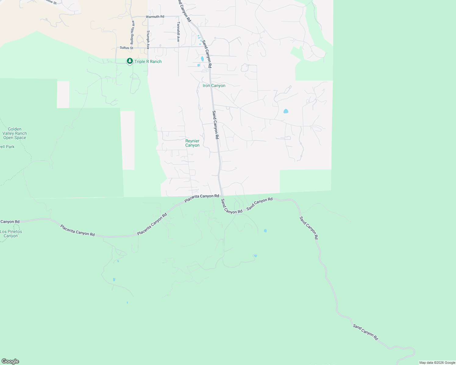 map of restaurants, bars, coffee shops, grocery stores, and more near 15857 Beaver Run Road in Santa Clarita