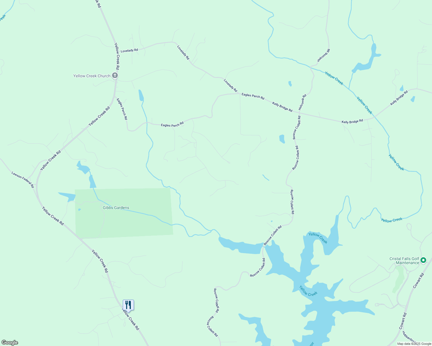 map of restaurants, bars, coffee shops, grocery stores, and more near 549 Eagles Nest Trail in Ball Ground