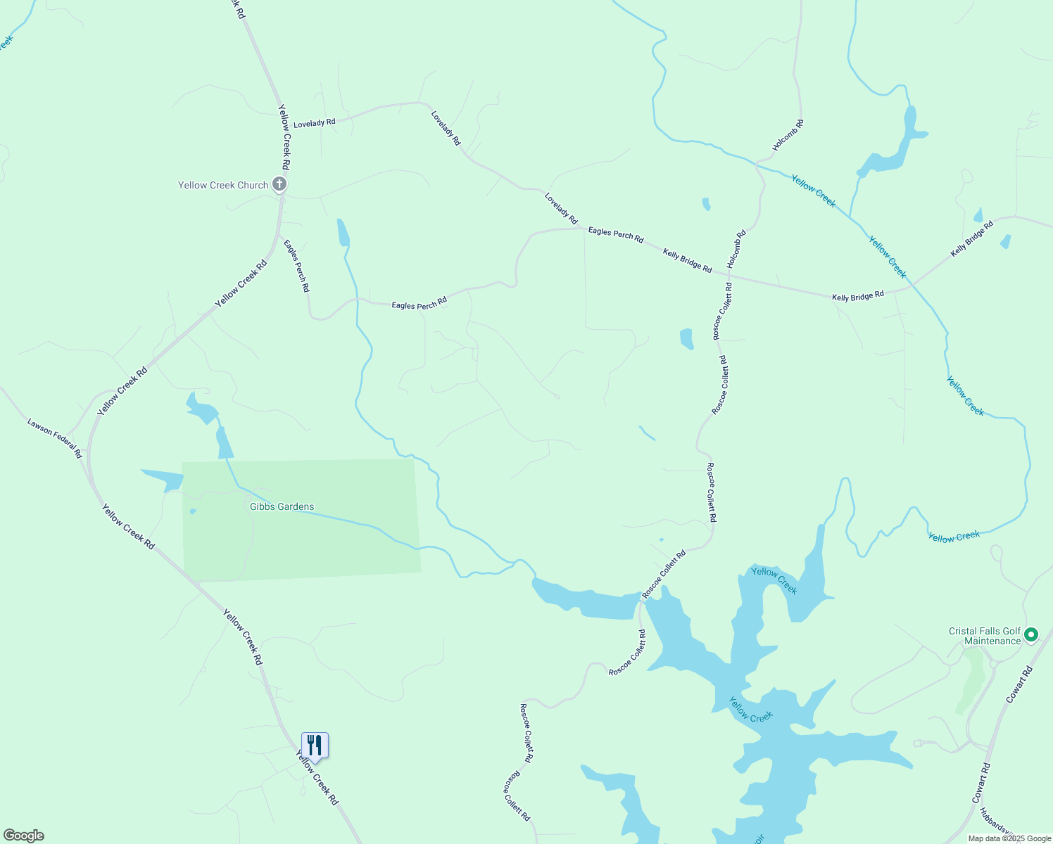 map of restaurants, bars, coffee shops, grocery stores, and more near 549 Eagles Nest Trail in Ball Ground