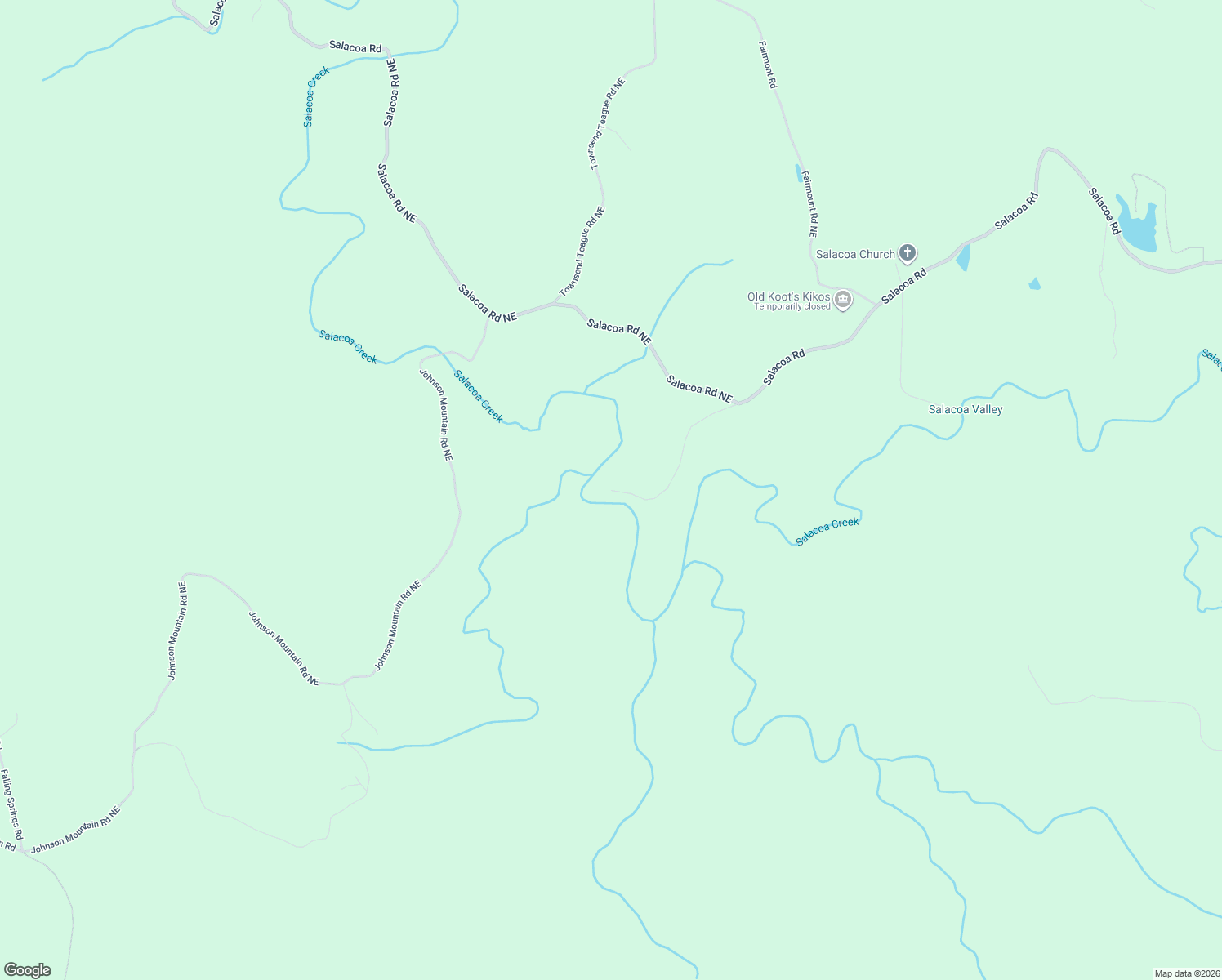 map of restaurants, bars, coffee shops, grocery stores, and more near 16 Salacoa Creek Road Northeast in Waleska