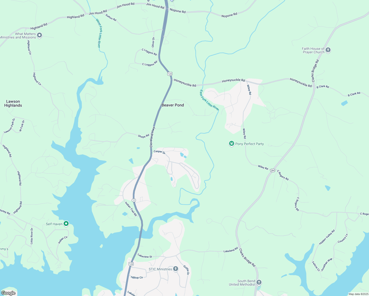 map of restaurants, bars, coffee shops, grocery stores, and more near 3514 Cleveland Highway in Gainesville