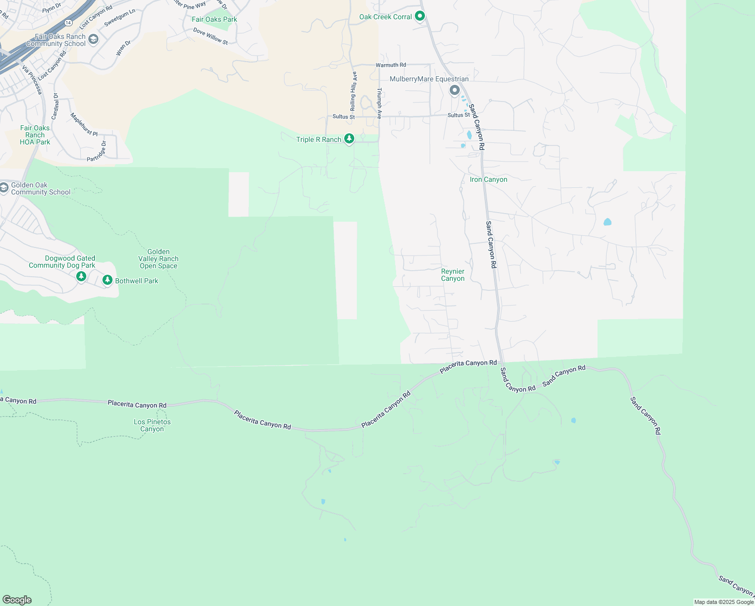 map of restaurants, bars, coffee shops, grocery stores, and more near Pineview Road in Santa Clarita