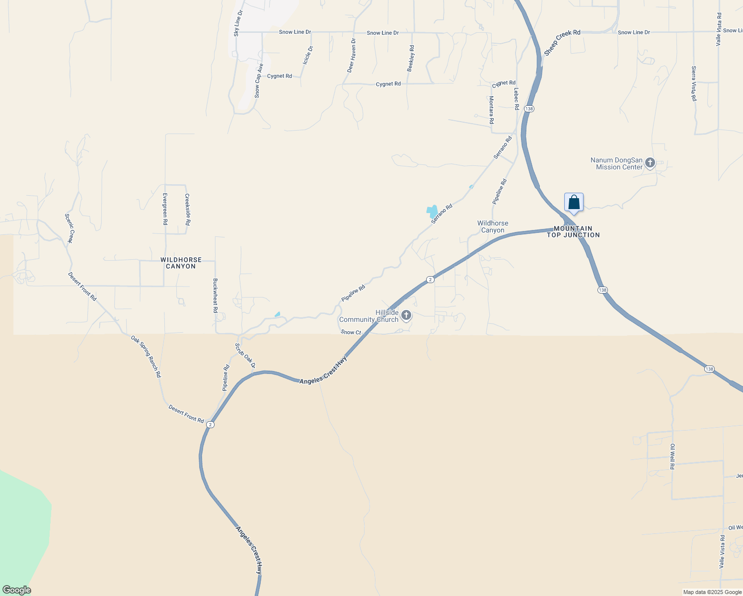 map of restaurants, bars, coffee shops, grocery stores, and more near 3148 Snow Court in Pinon Hills