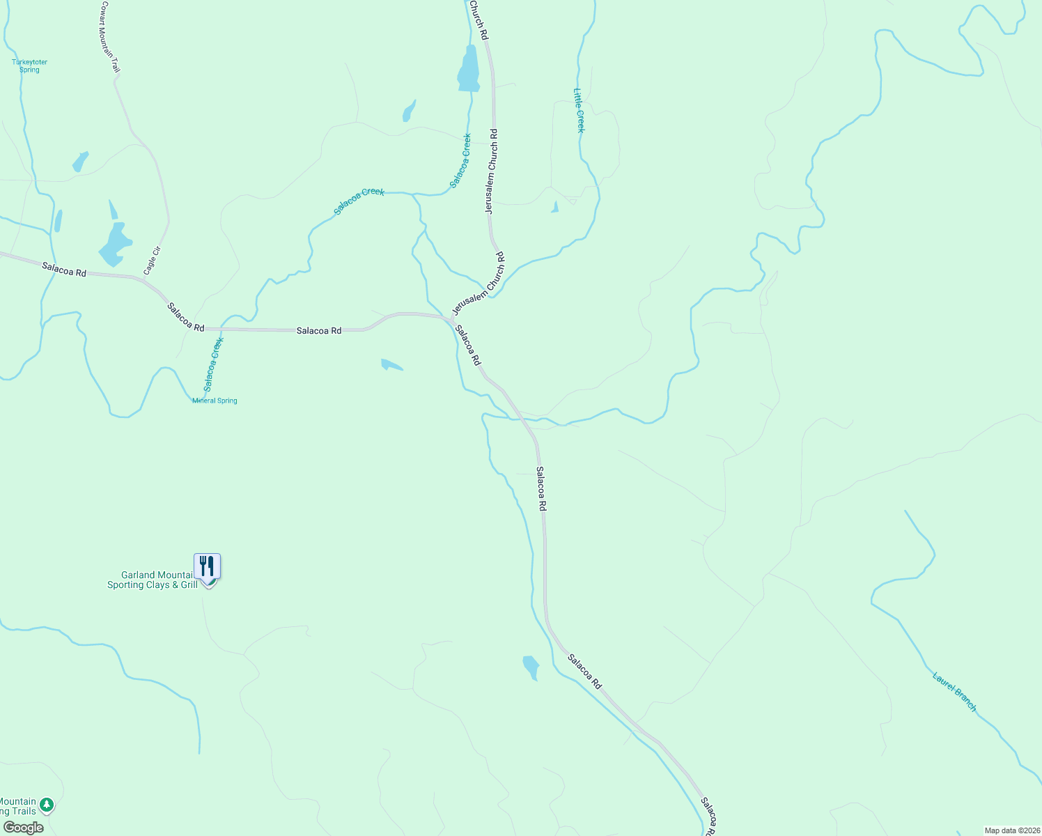 map of restaurants, bars, coffee shops, grocery stores, and more near 3573 Salacoa Road in Waleska