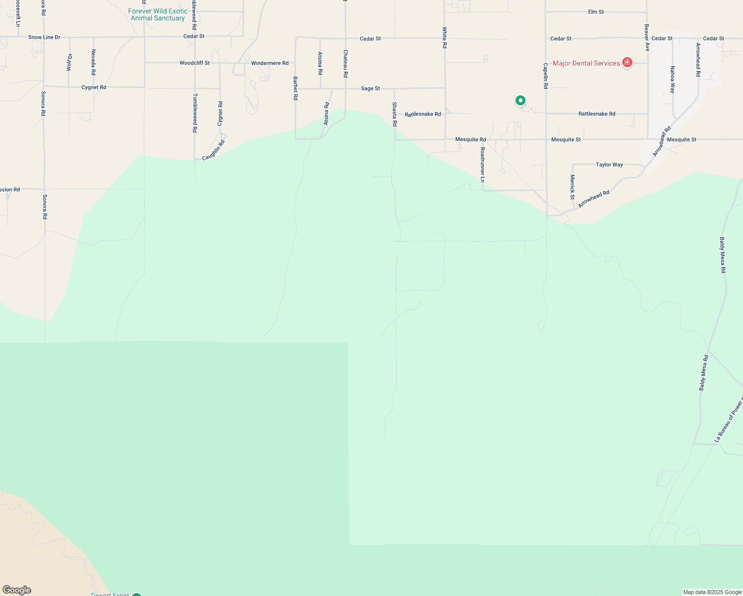 map of restaurants, bars, coffee shops, grocery stores, and more near 7492 Shasta Road in Phelan