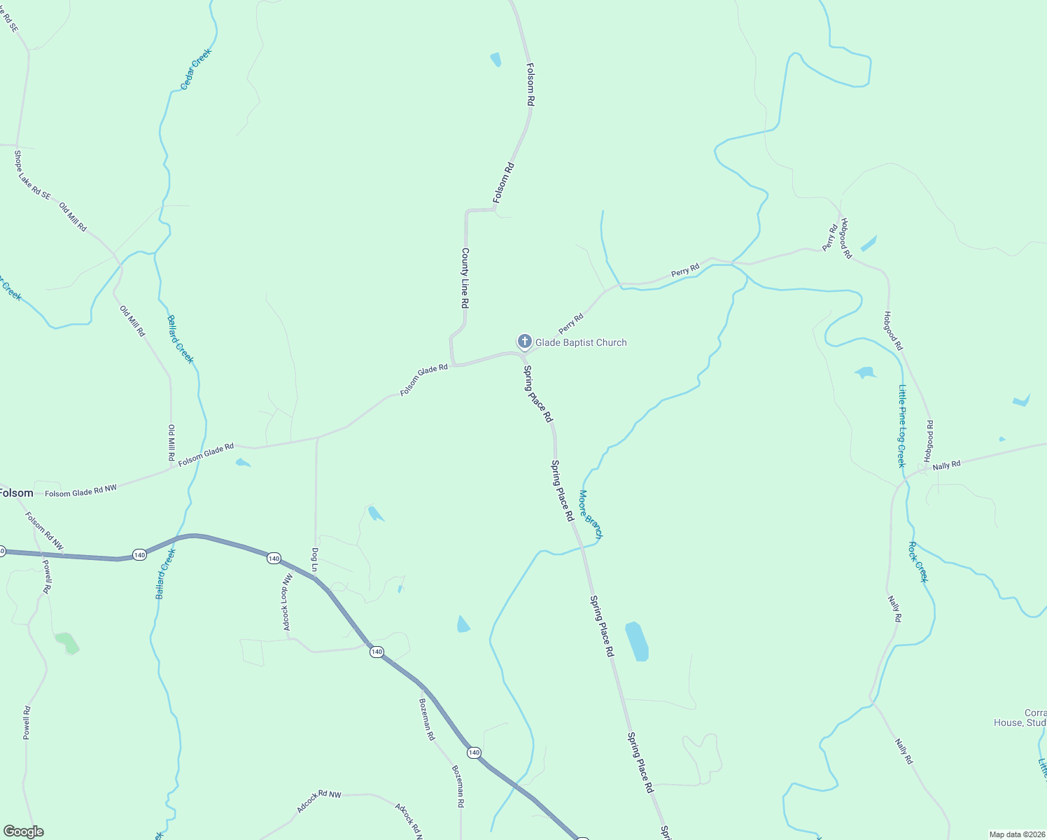 map of restaurants, bars, coffee shops, grocery stores, and more near 1443 Spring Place Road in Rydal
