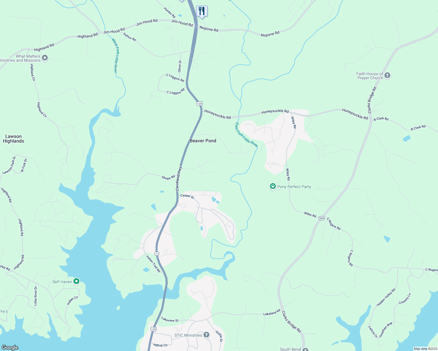 map of restaurants, bars, coffee shops, grocery stores, and more near 3719 Pebble Creek Point in Gainesville