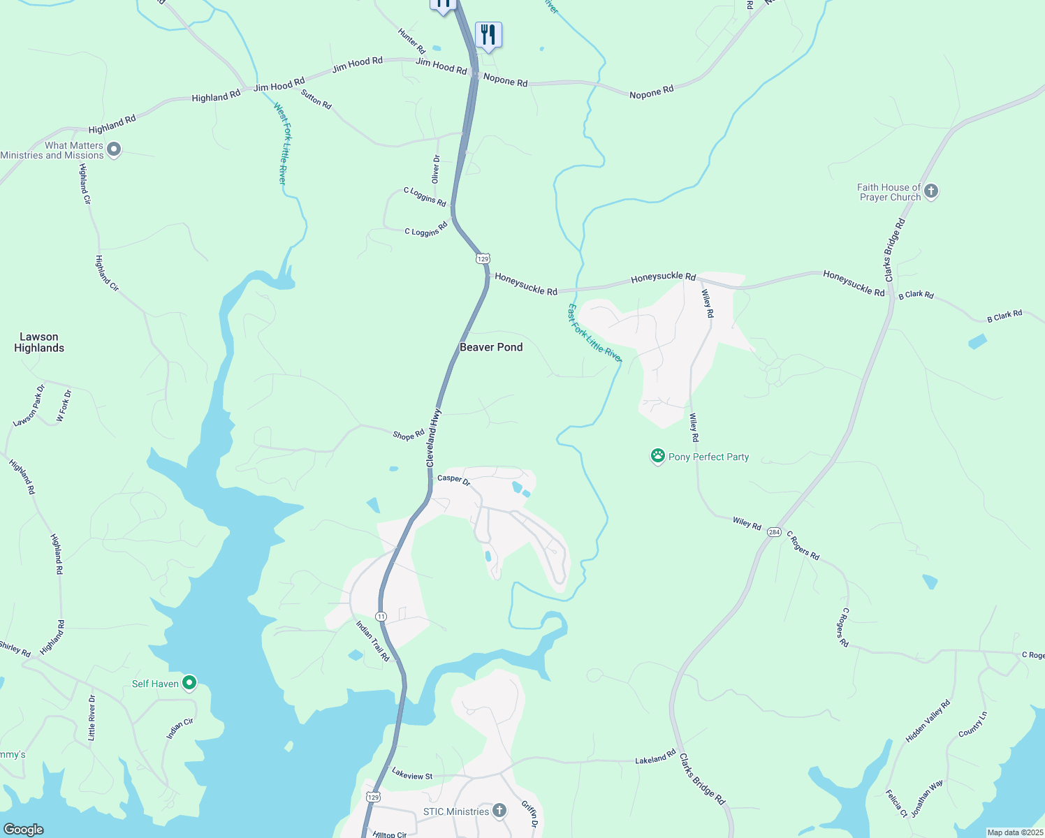 map of restaurants, bars, coffee shops, grocery stores, and more near 3719 Pebble Creek Point in Gainesville