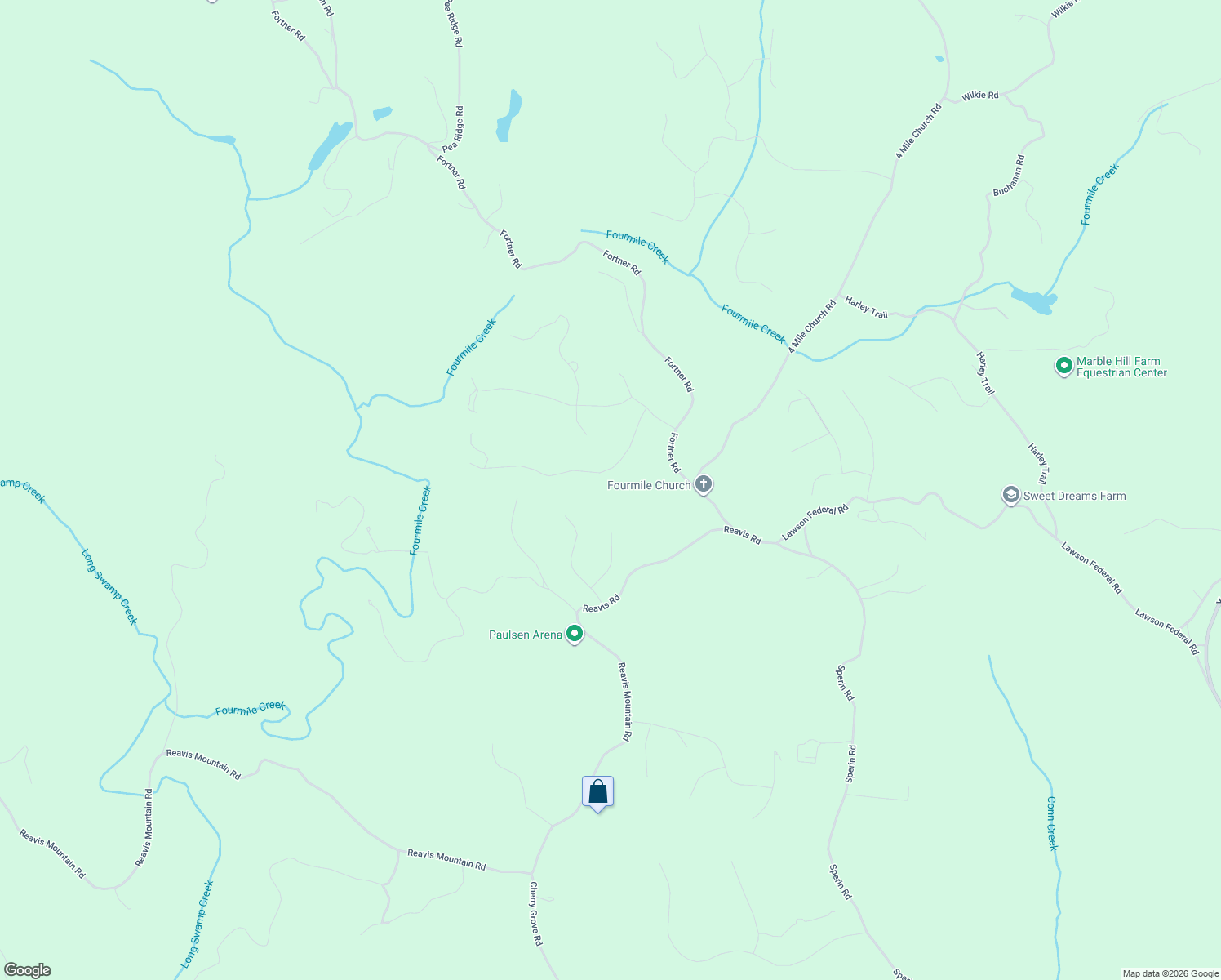 map of restaurants, bars, coffee shops, grocery stores, and more near 227 Cherokee Forest Park Drive in Ball Ground