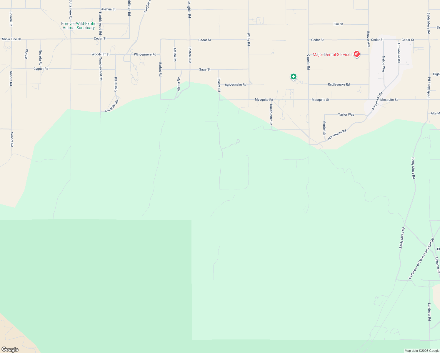 map of restaurants, bars, coffee shops, grocery stores, and more near 7575 Shasta Road in Phelan