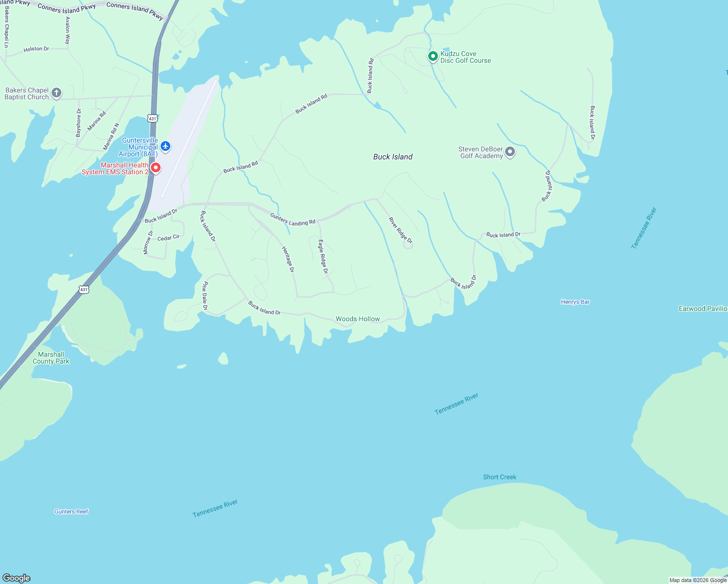 map of restaurants, bars, coffee shops, grocery stores, and more near 2167 Heritage Drive in Guntersville