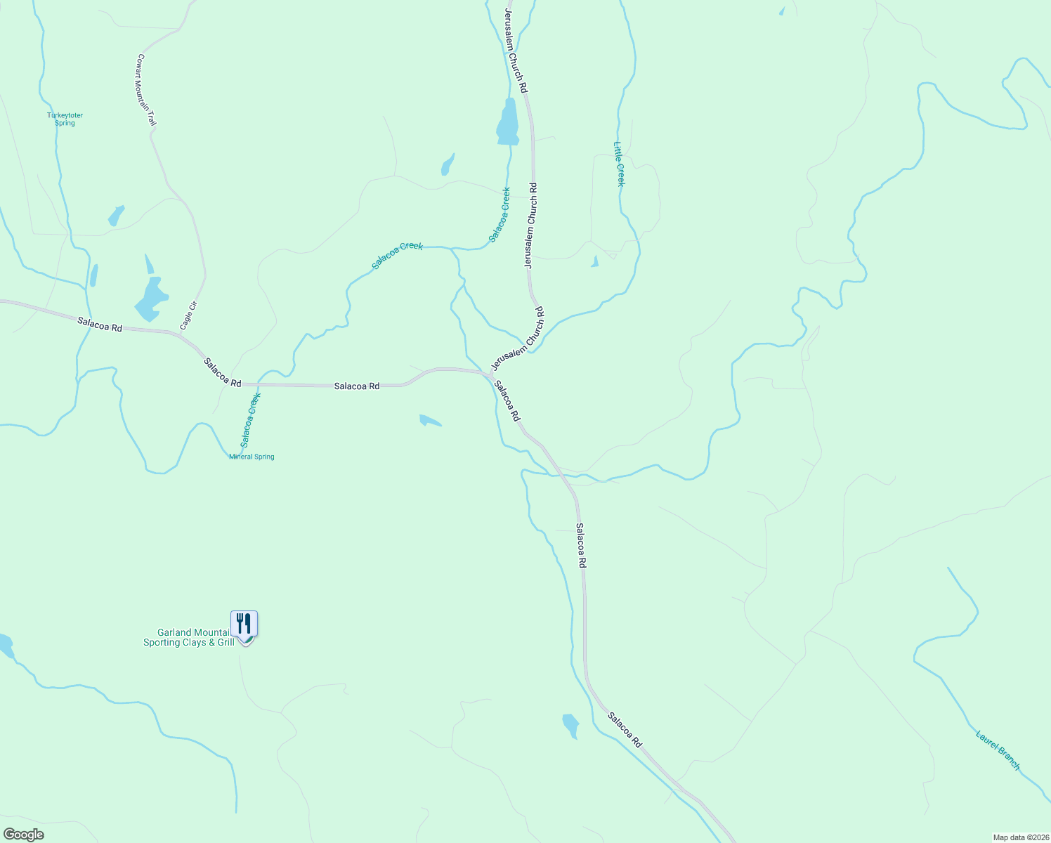 map of restaurants, bars, coffee shops, grocery stores, and more near 3860 Salacoa Road in Waleska