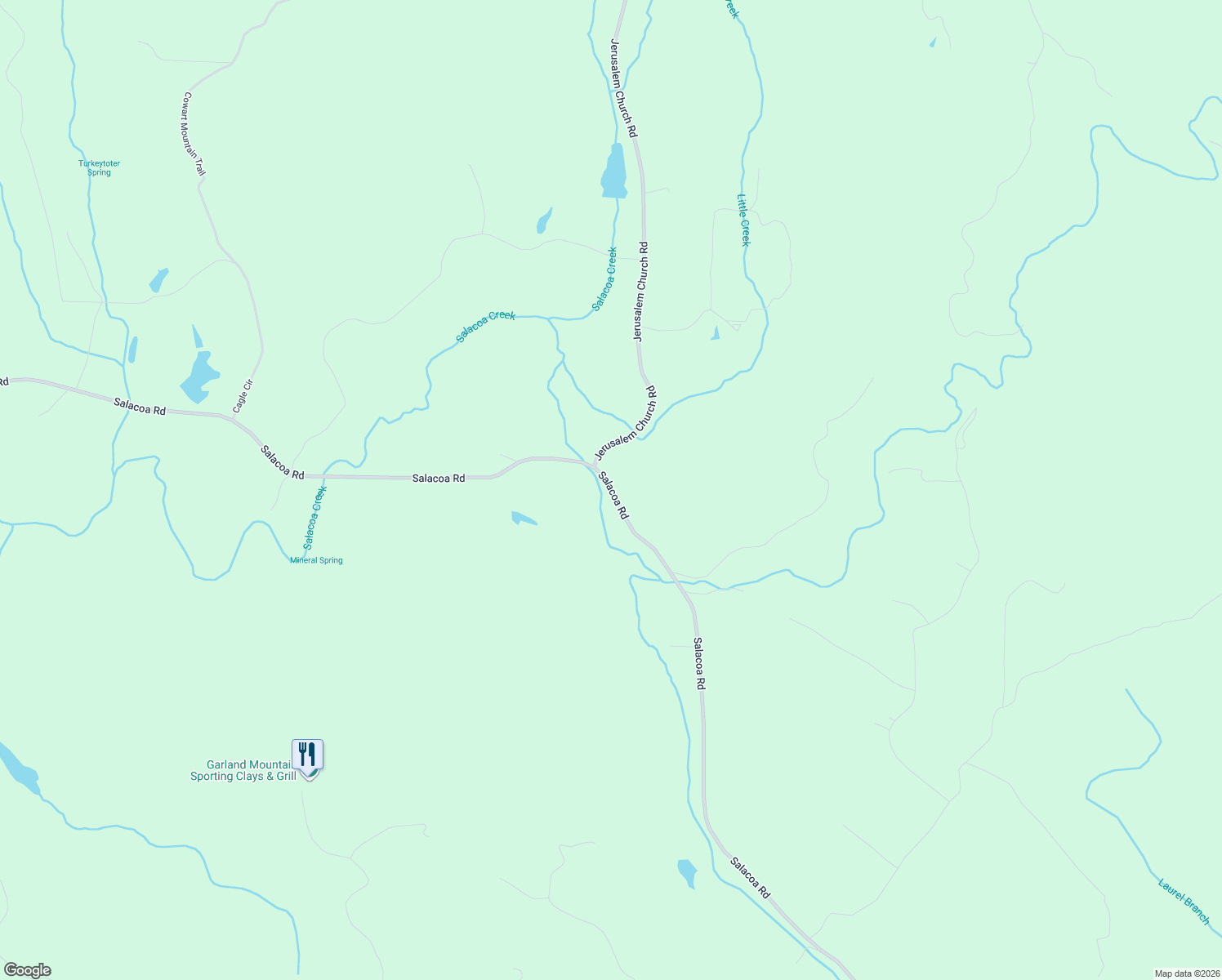 map of restaurants, bars, coffee shops, grocery stores, and more near 3860 Salacoa Road in Waleska