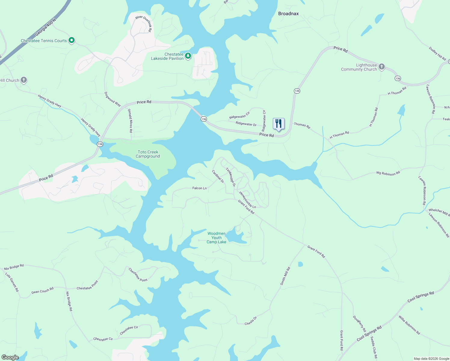map of restaurants, bars, coffee shops, grocery stores, and more near 6141 Timberidge Drive in Gainesville