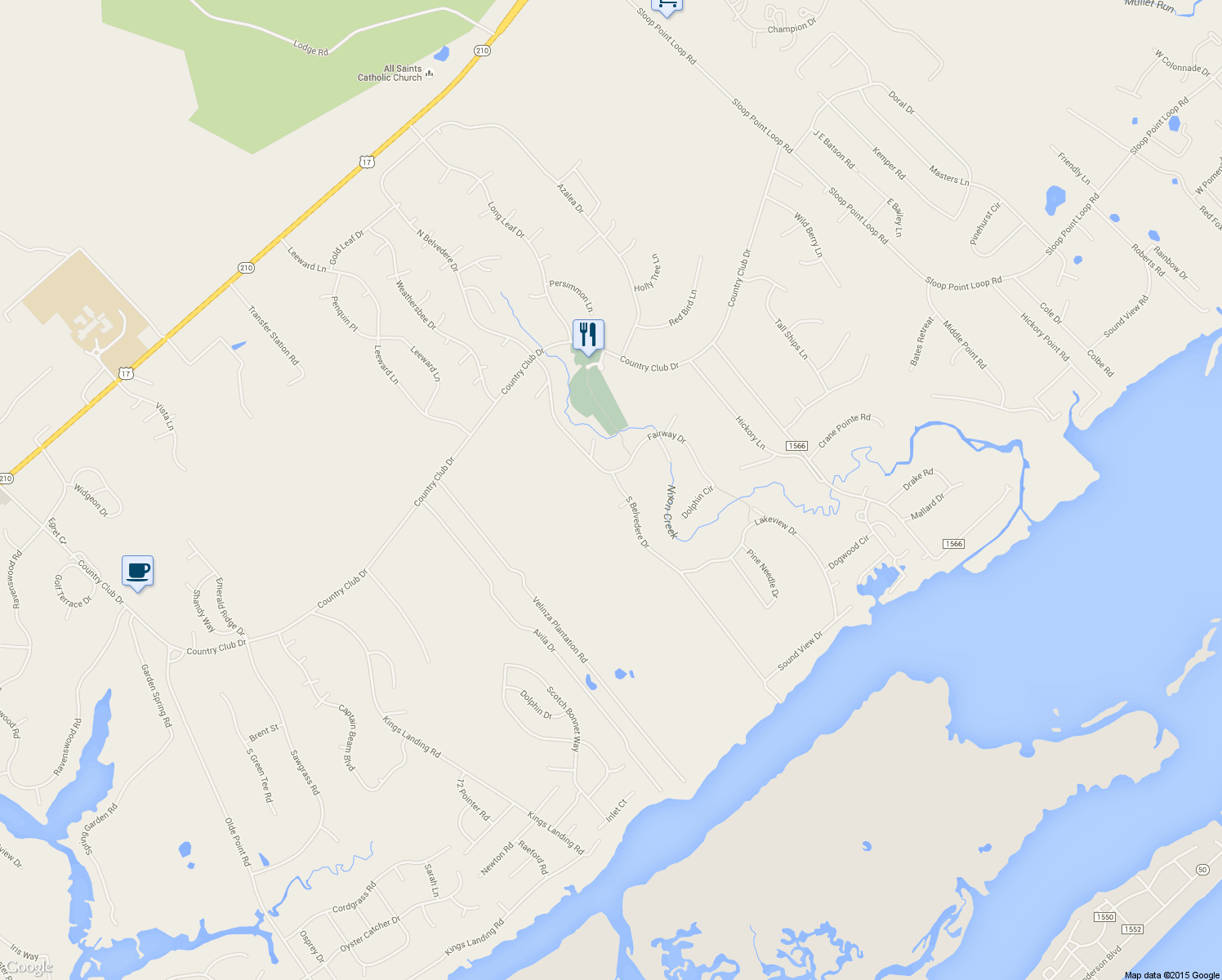 map of restaurants, bars, coffee shops, grocery stores, and more near 205 South Belvedere Drive in Hampstead