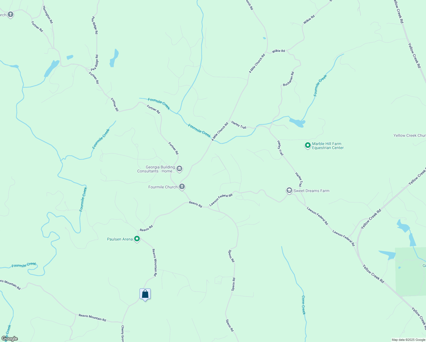 map of restaurants, bars, coffee shops, grocery stores, and more near 76 Saddle Court in Ball Ground