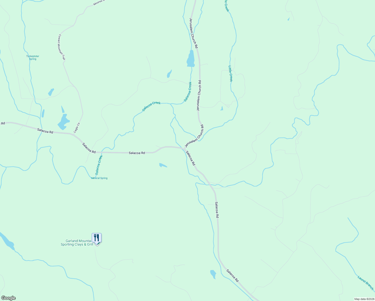 map of restaurants, bars, coffee shops, grocery stores, and more near 3860 Salacoa Road in Waleska