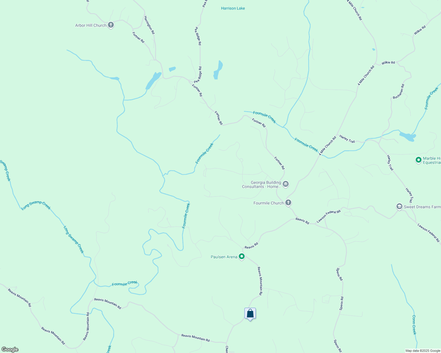 map of restaurants, bars, coffee shops, grocery stores, and more near 497 Cherokee Trail in Ball Ground