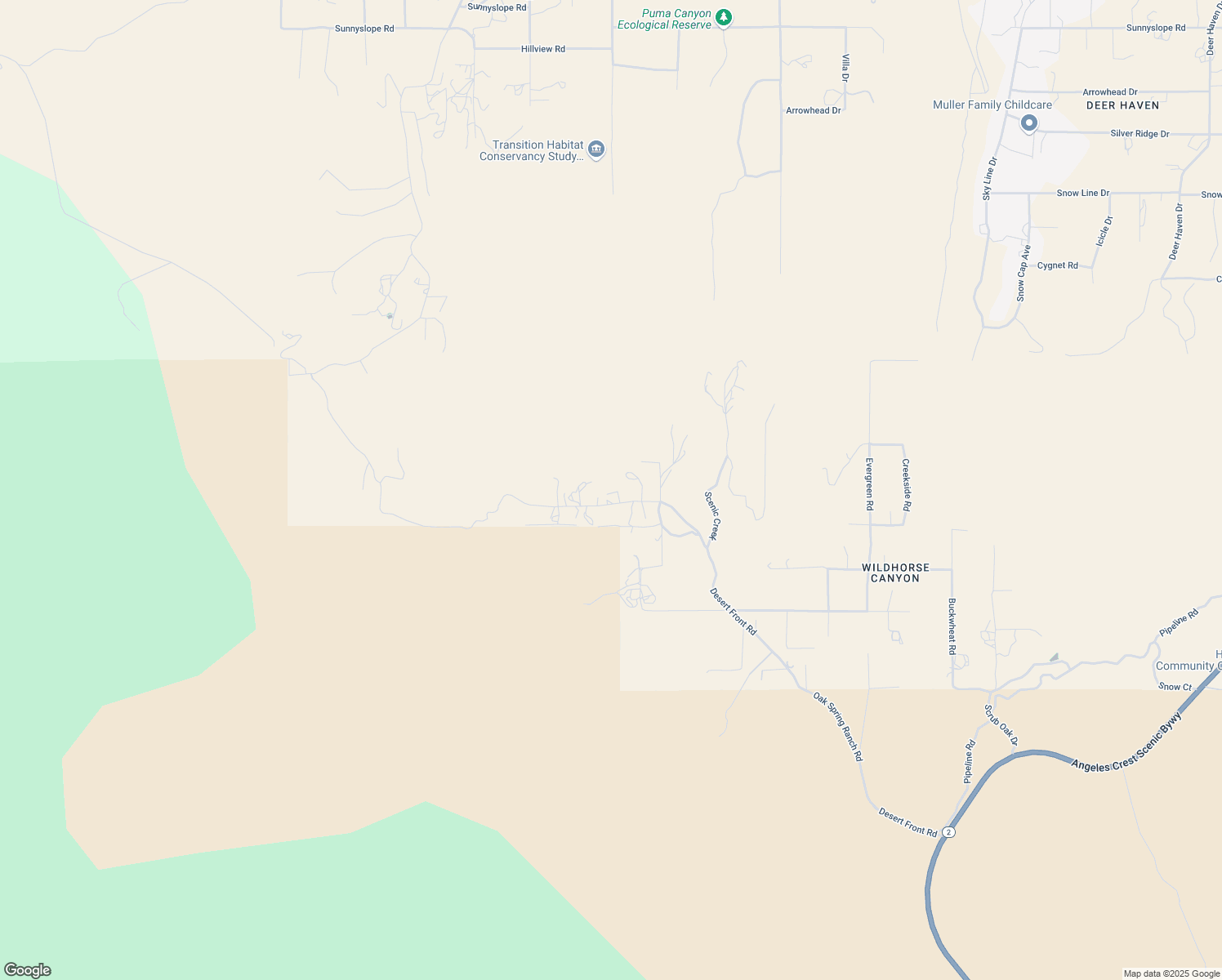 map of restaurants, bars, coffee shops, grocery stores, and more near Desert Front Road in Pinon Hills