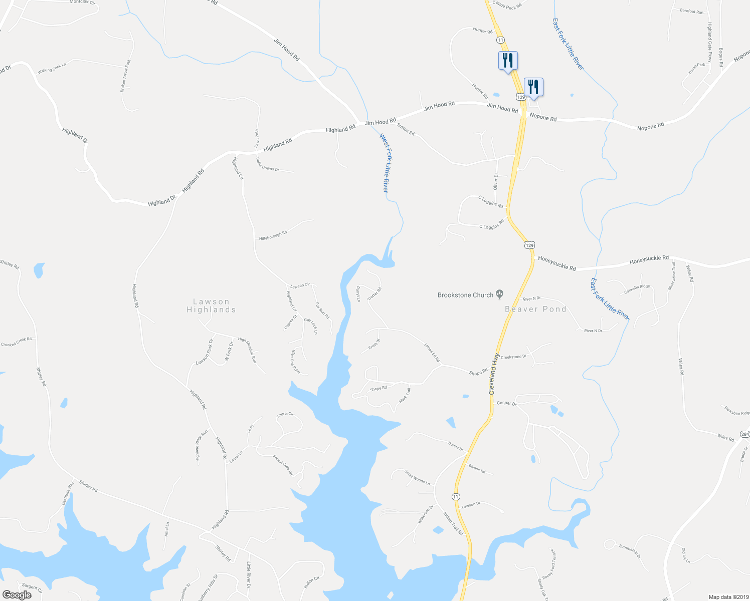 map of restaurants, bars, coffee shops, grocery stores, and more near 3854 Trotter Road in Gainesville