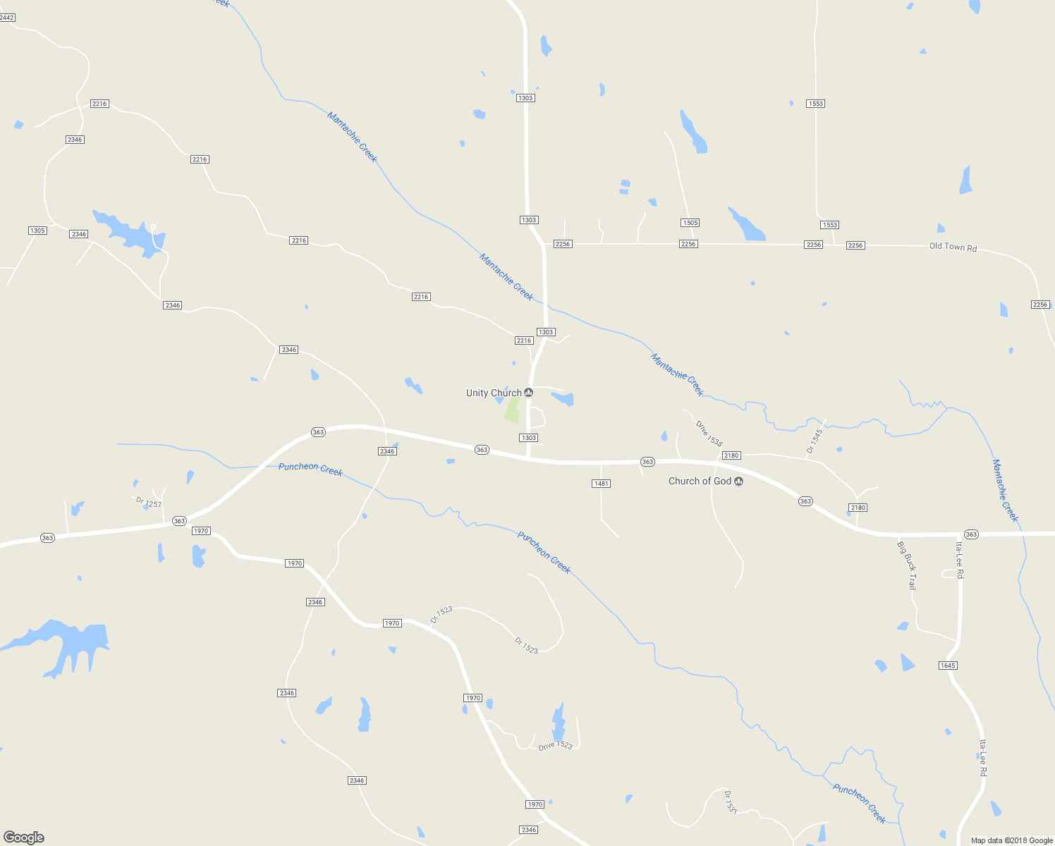 map of restaurants, bars, coffee shops, grocery stores, and more near 949 County Road 1303 in Guntown