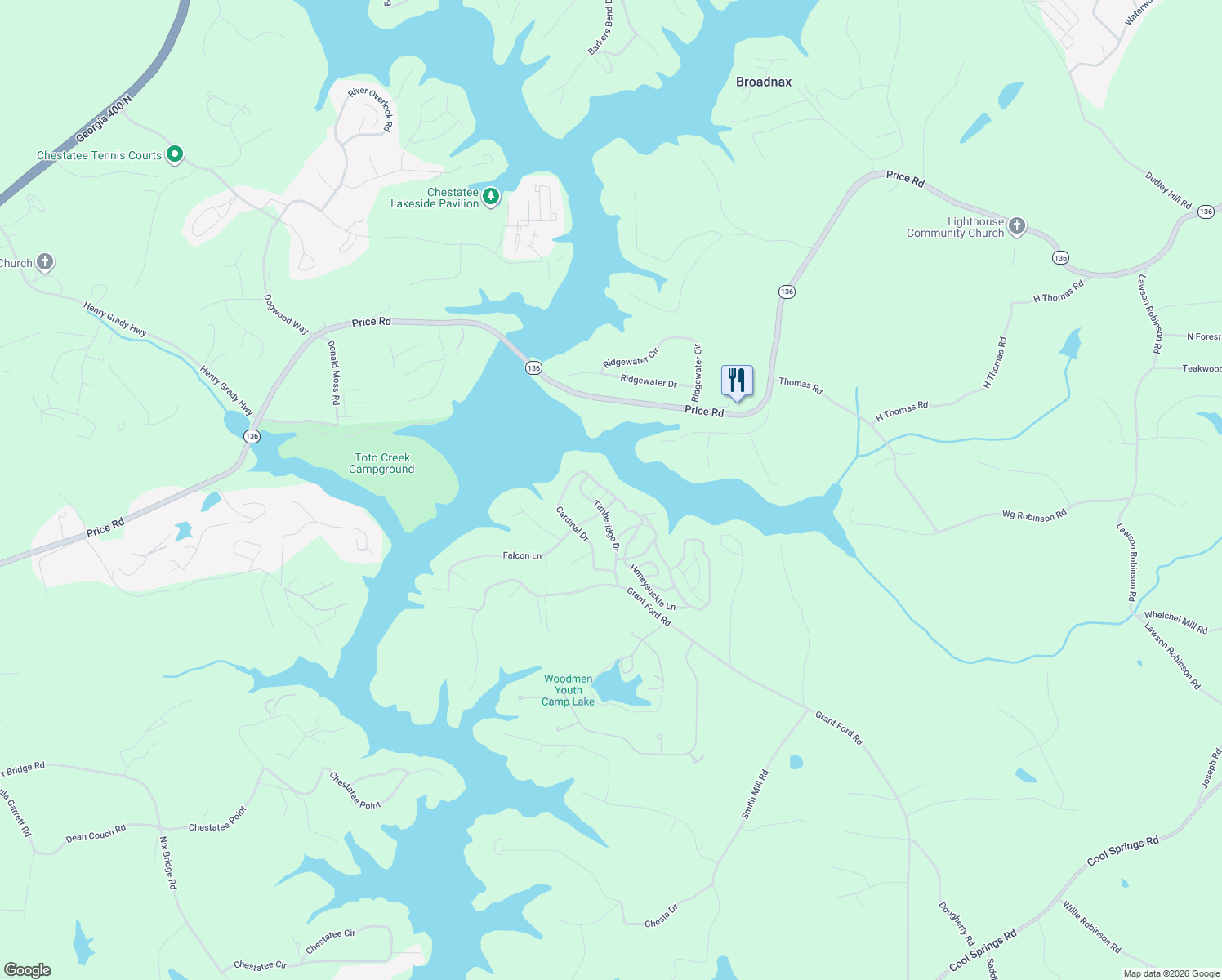 map of restaurants, bars, coffee shops, grocery stores, and more near 6162 Timberidge Drive in Gainesville