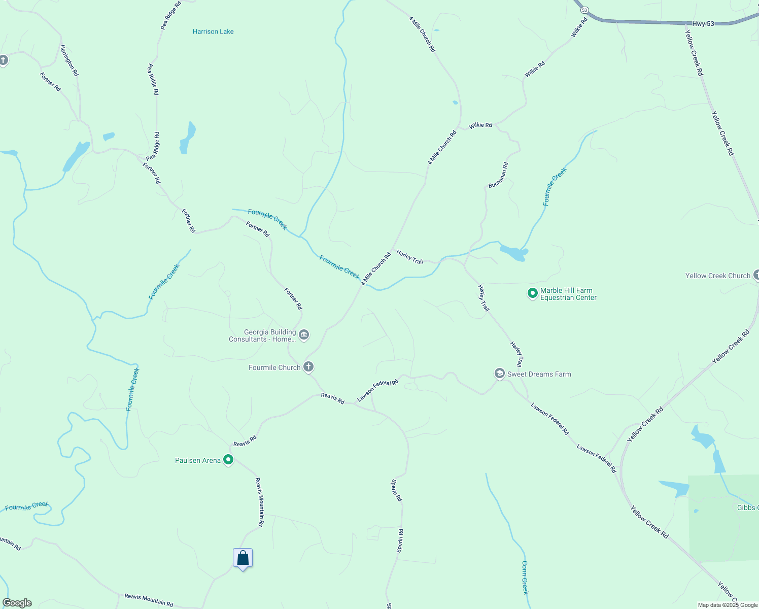 map of restaurants, bars, coffee shops, grocery stores, and more near 226 Chivalry Lane in Ball Ground