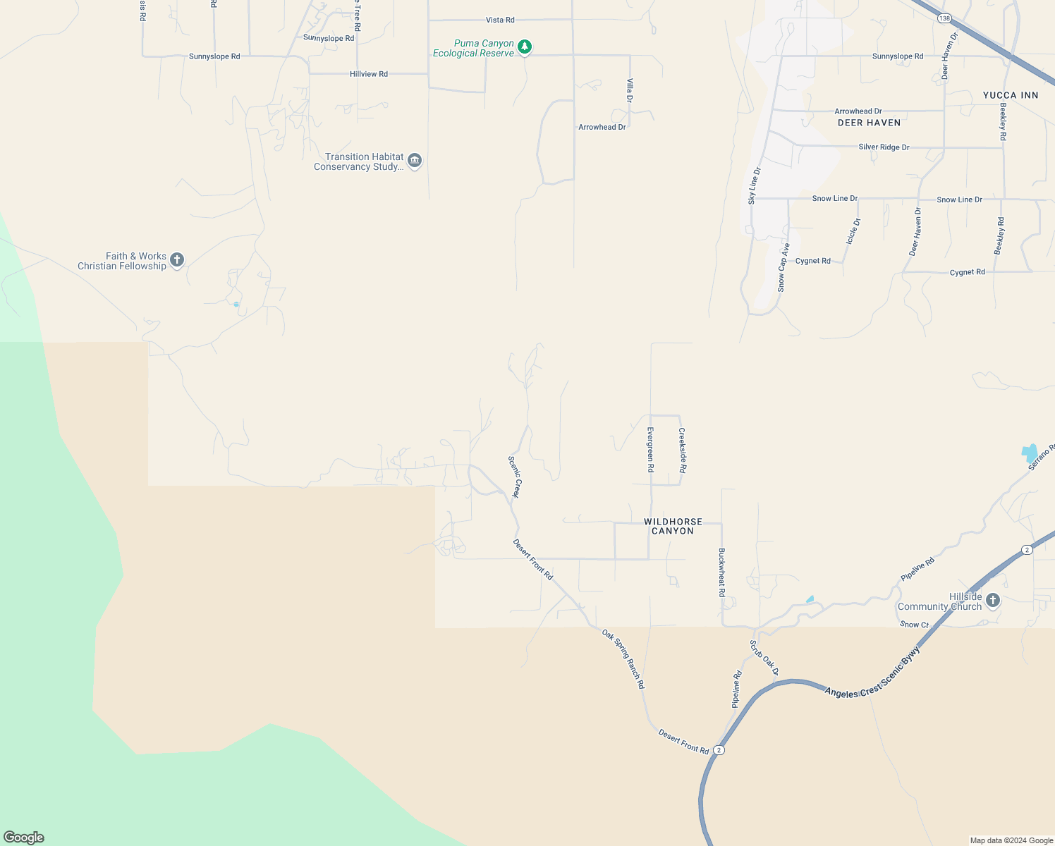 map of restaurants, bars, coffee shops, grocery stores, and more near Scenic Creek in Piñon Hills
