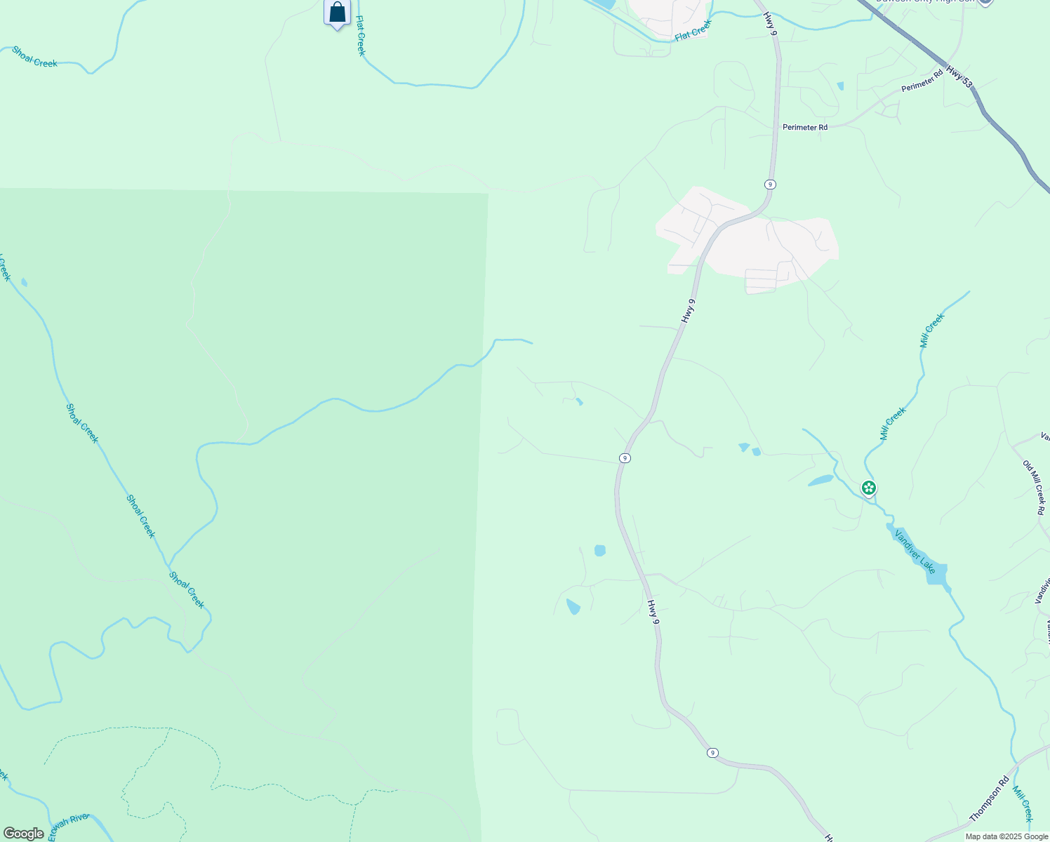 map of restaurants, bars, coffee shops, grocery stores, and more near 390 Apple Ridge 2 in Dawsonville