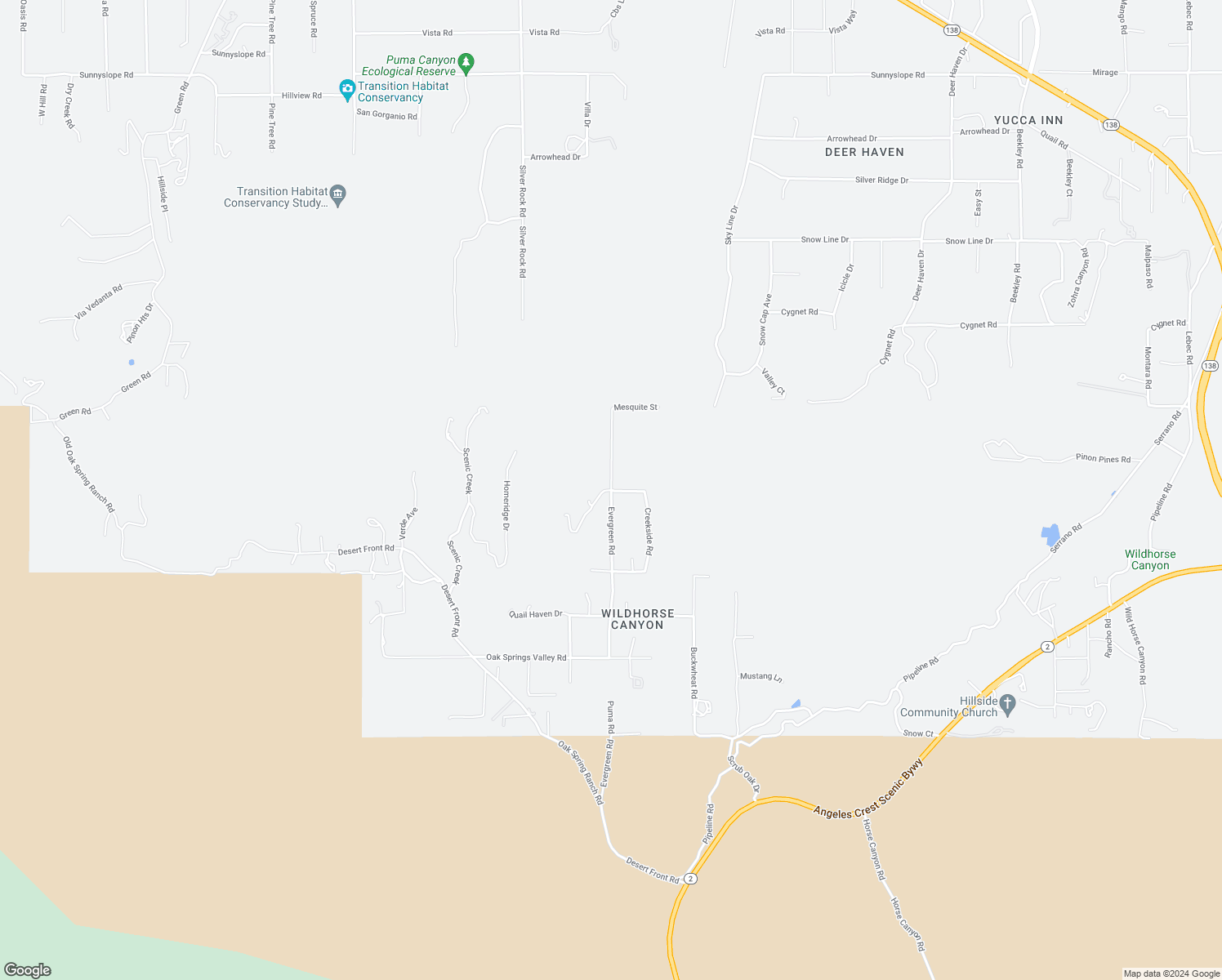 map of restaurants, bars, coffee shops, grocery stores, and more near Evergreen Road in Pinon Hills