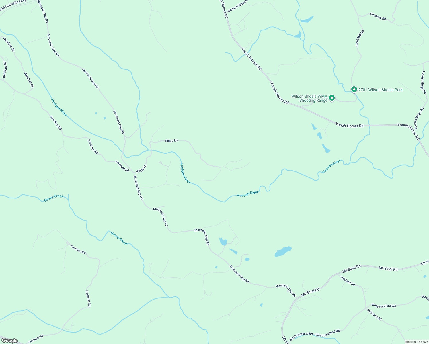 map of restaurants, bars, coffee shops, grocery stores, and more near 624 Ridge Lane in Lula
