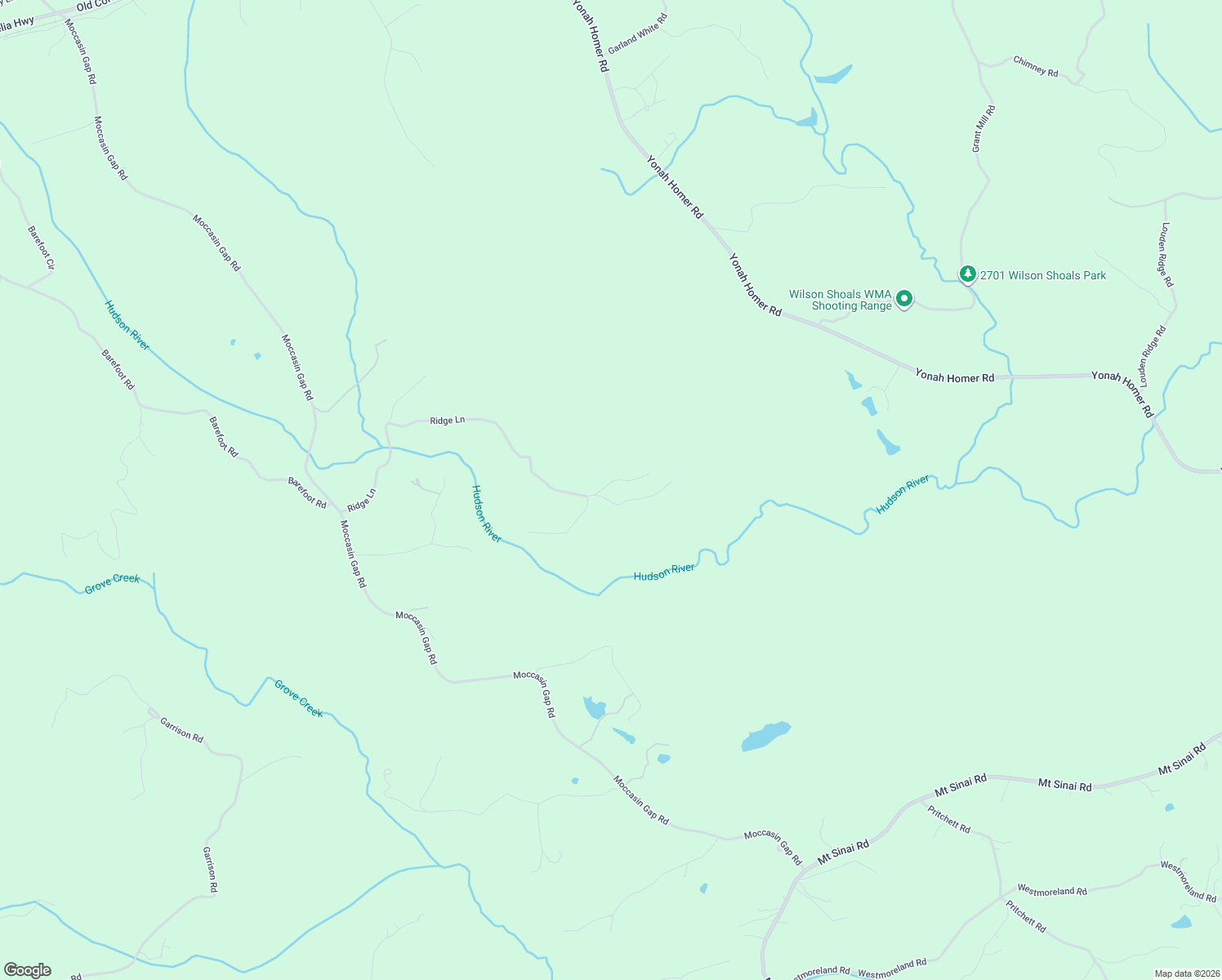 map of restaurants, bars, coffee shops, grocery stores, and more near 116 Little Lane in Lula