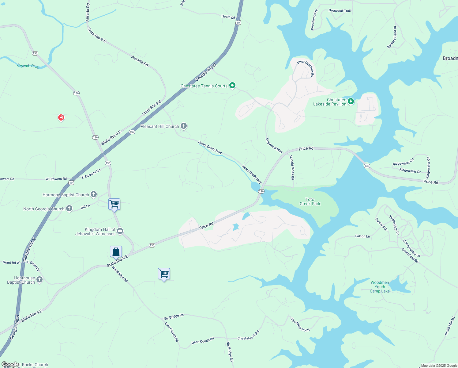 map of restaurants, bars, coffee shops, grocery stores, and more near in Dawsonville