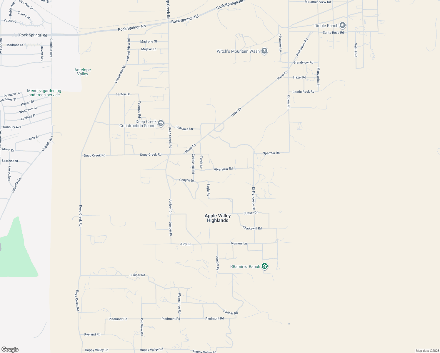 map of restaurants, bars, coffee shops, grocery stores, and more near 20421 Riverview Road in Apple Valley