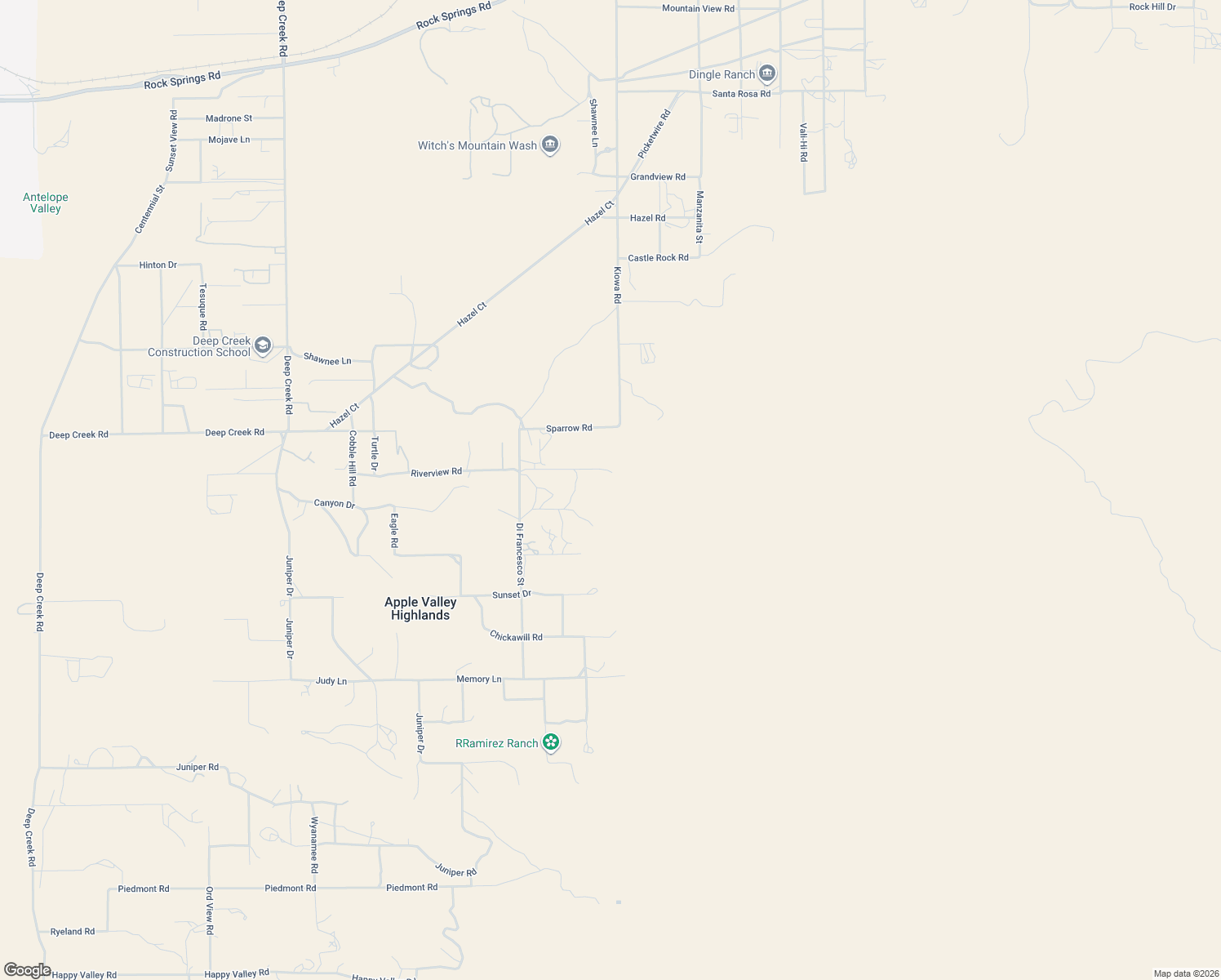 map of restaurants, bars, coffee shops, grocery stores, and more near 20875 Riverview Road in Apple Valley
