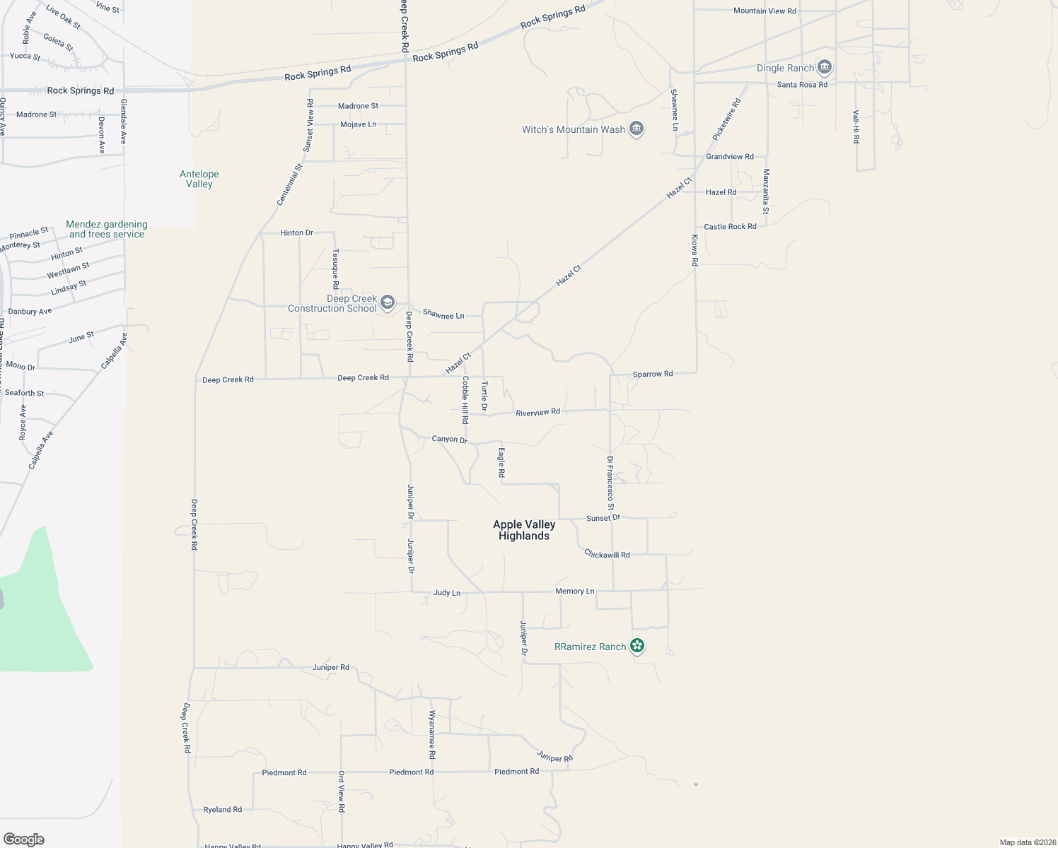 map of restaurants, bars, coffee shops, grocery stores, and more near 20421 Riverview Road in Apple Valley