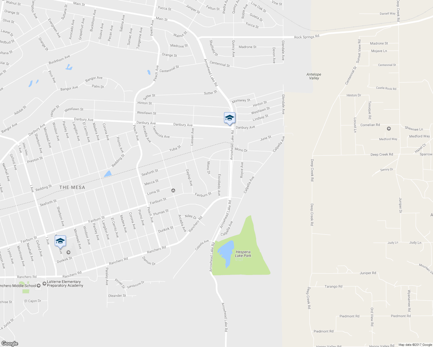 map of restaurants, bars, coffee shops, grocery stores, and more near 7982 Escobedo Avenue in Hesperia