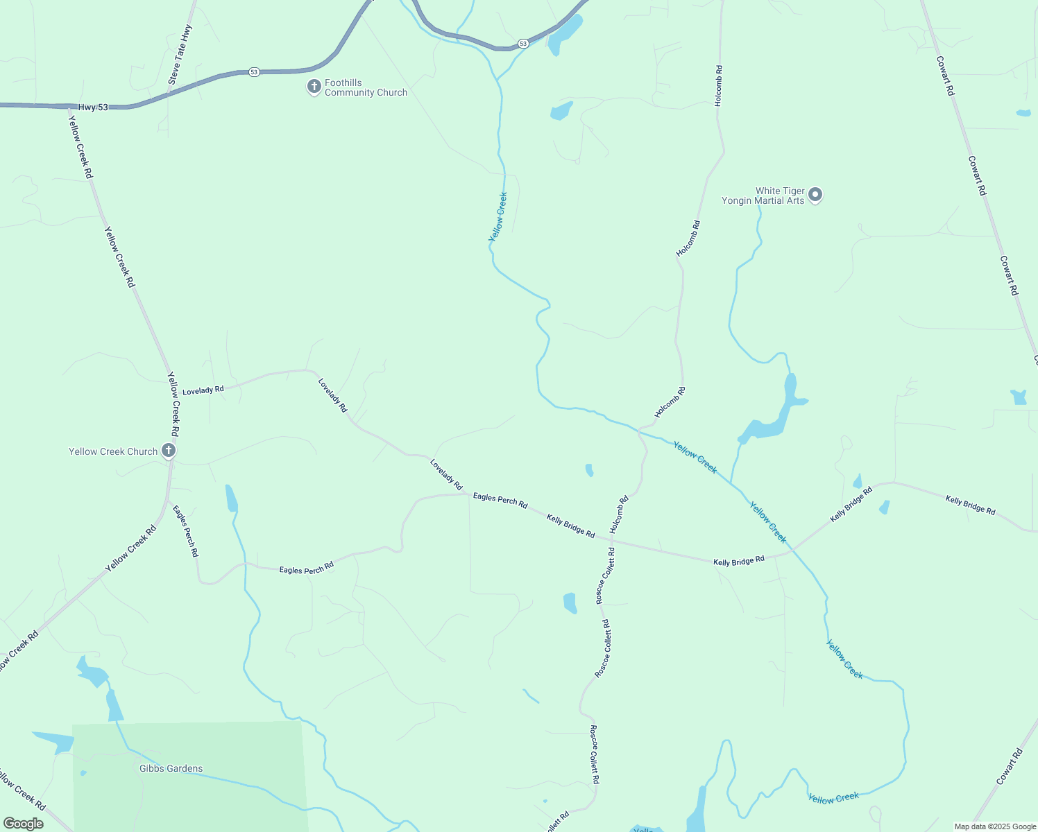 map of restaurants, bars, coffee shops, grocery stores, and more near 351 Hillcreek Drive in Ball Ground