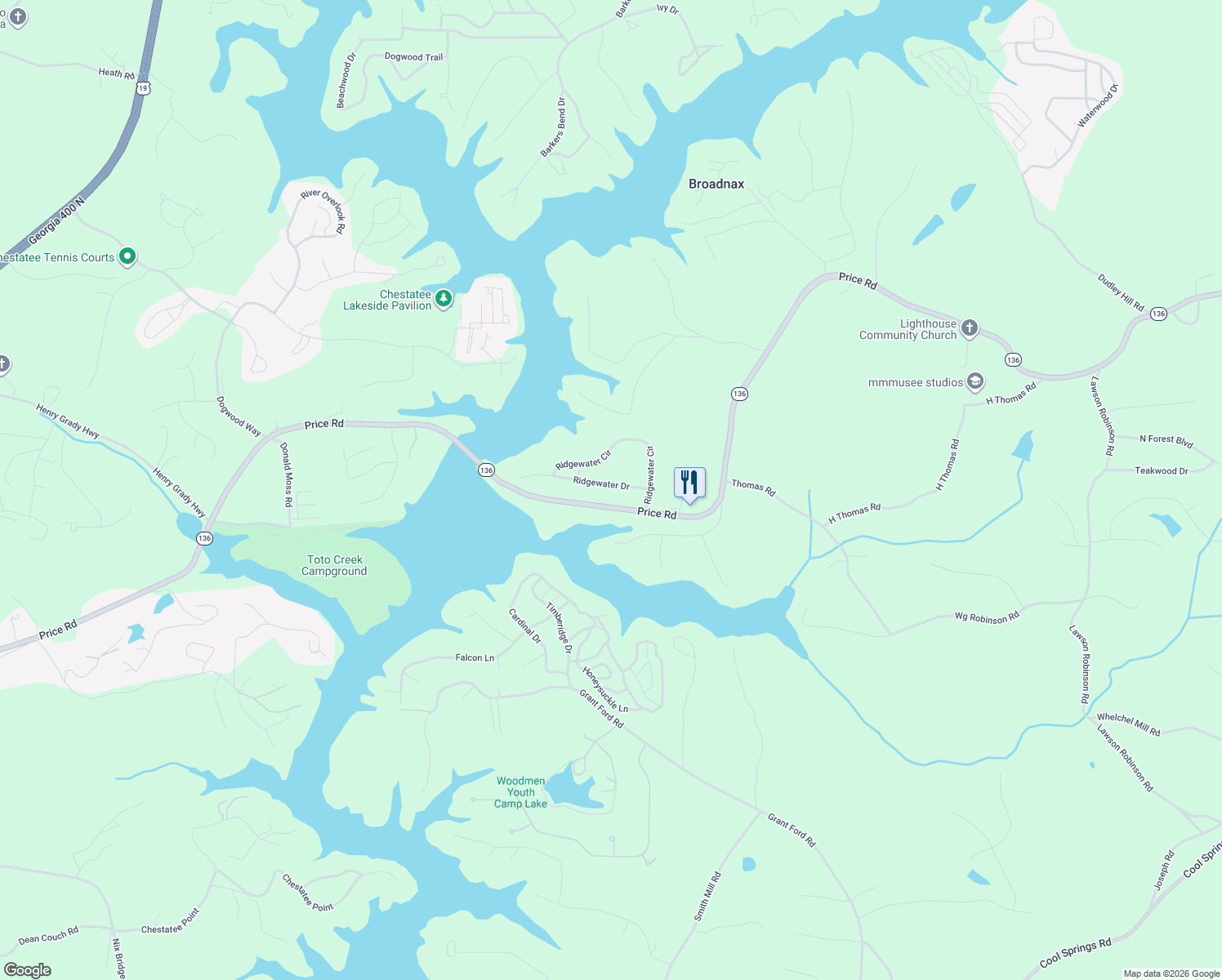 map of restaurants, bars, coffee shops, grocery stores, and more near 5720 Ridgewater Drive in Gainesville