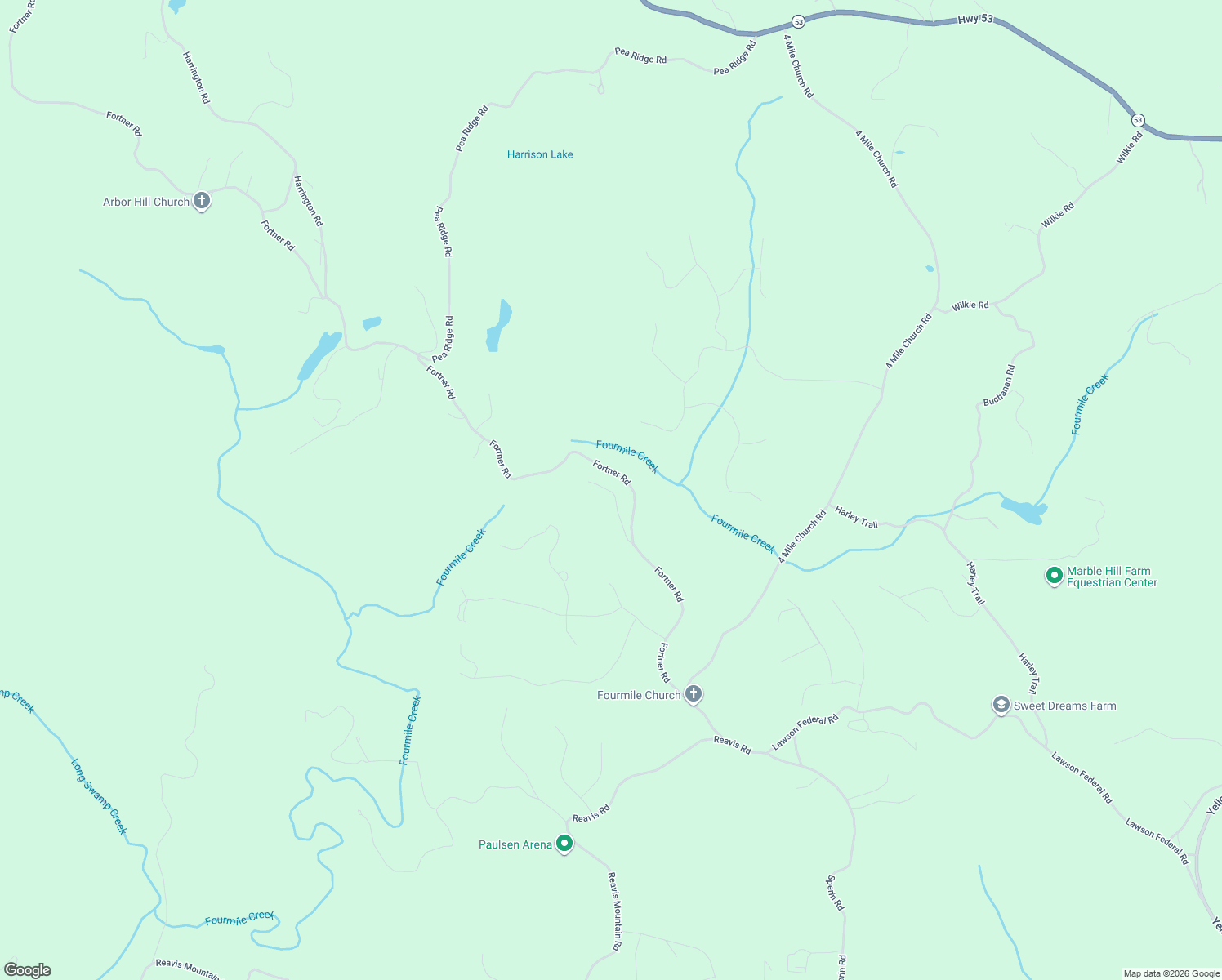 map of restaurants, bars, coffee shops, grocery stores, and more near 4018 Fortner Road in Ball Ground