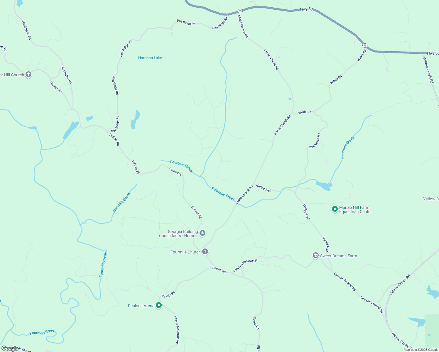 map of restaurants, bars, coffee shops, grocery stores, and more near 415 London Road in Ball Ground