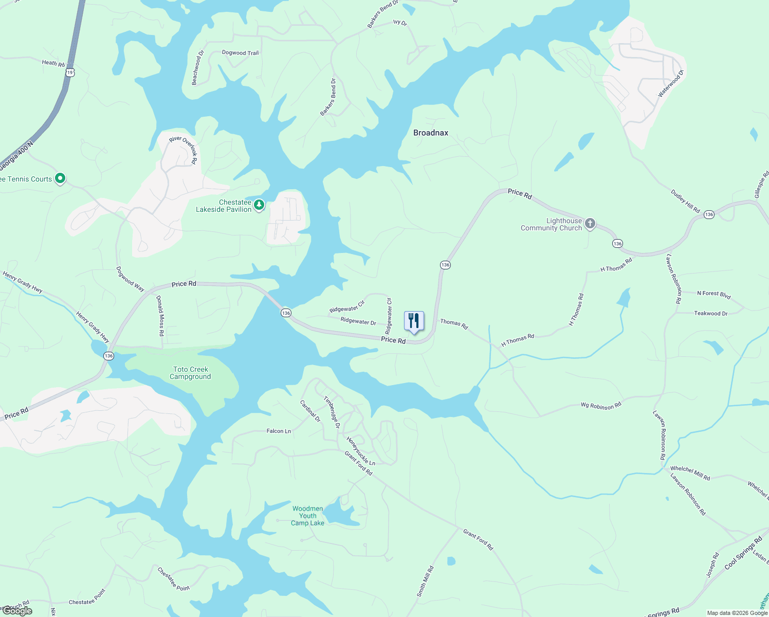 map of restaurants, bars, coffee shops, grocery stores, and more near 5727 Ridgewater Circle in Gainesville