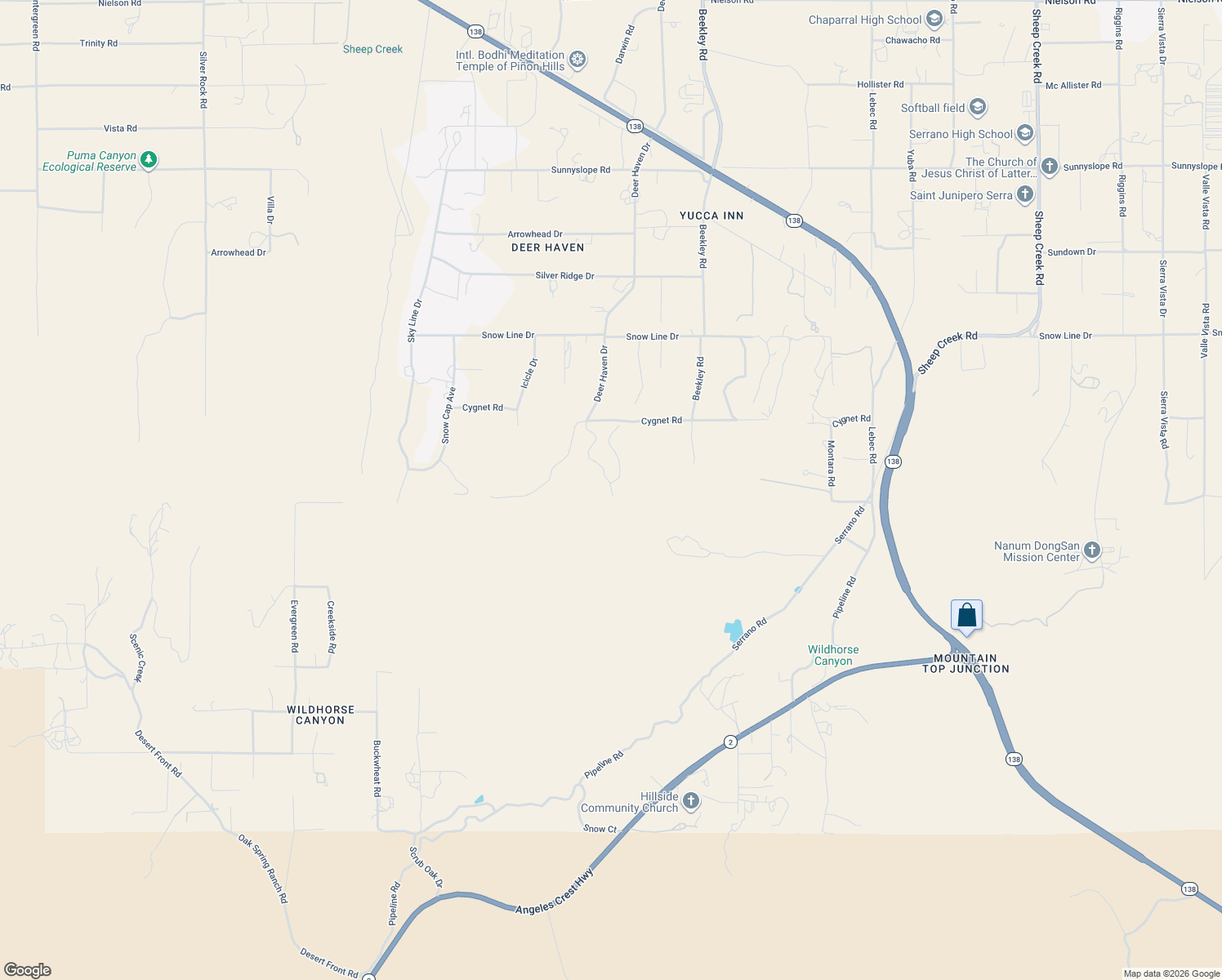 map of restaurants, bars, coffee shops, grocery stores, and more near 8114 Deer Haven Drive in Piñon Hills