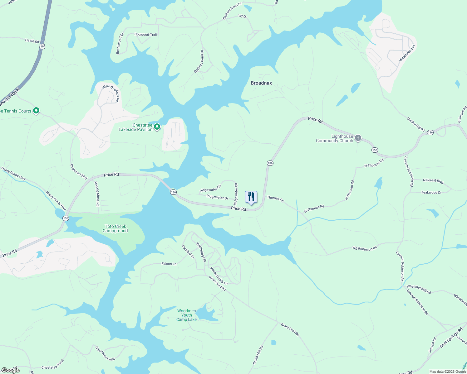 map of restaurants, bars, coffee shops, grocery stores, and more near 5727 Ridgewater Circle in Gainesville