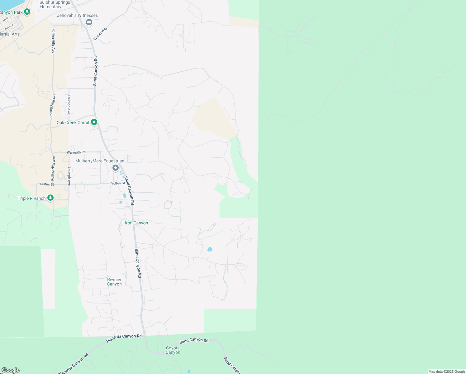 map of restaurants, bars, coffee shops, grocery stores, and more near 15260 Saddleback Road in Los Angeles