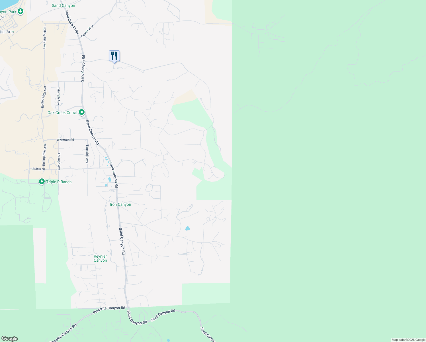 map of restaurants, bars, coffee shops, grocery stores, and more near 15256 Saddleback Road in Los Angeles County