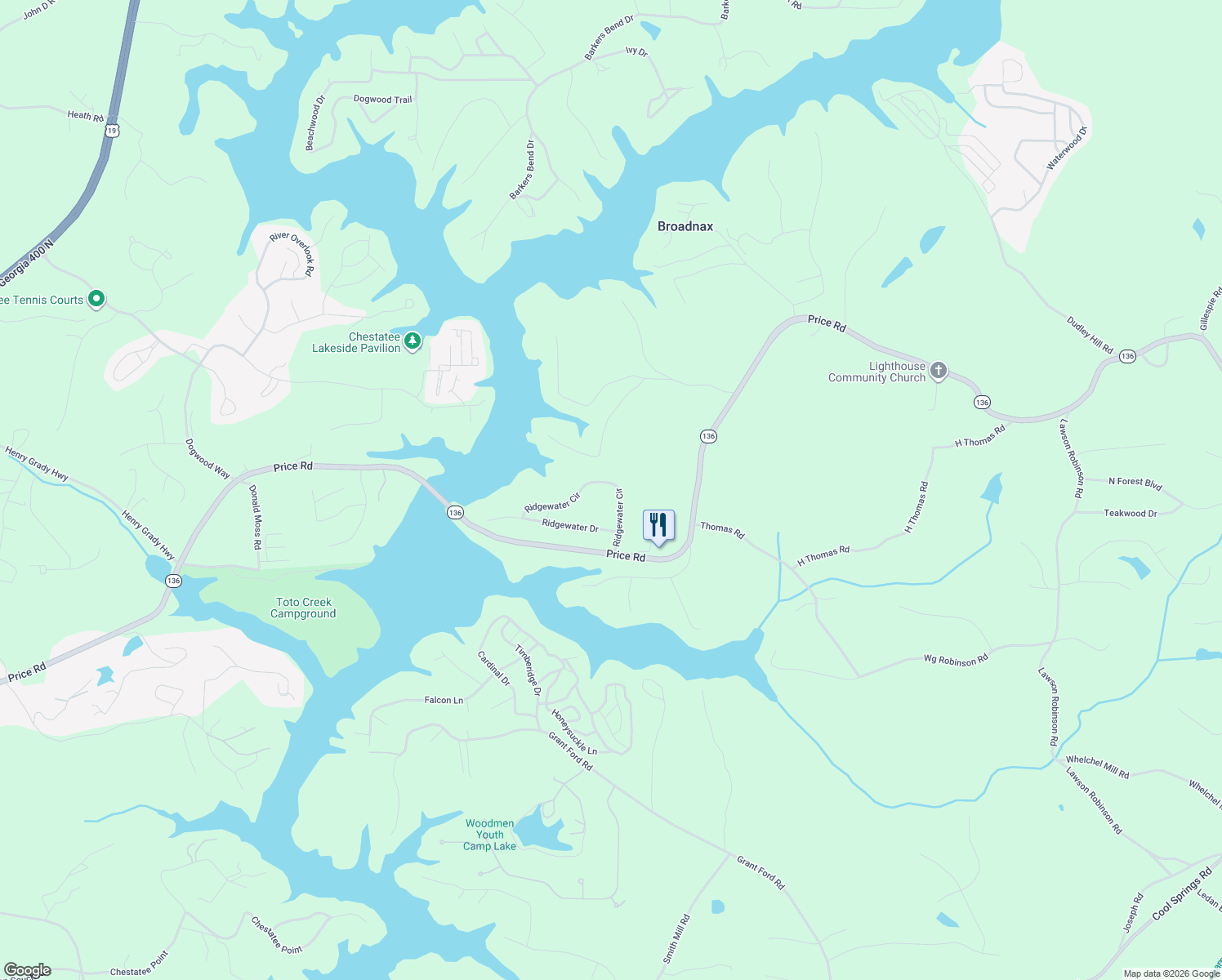 map of restaurants, bars, coffee shops, grocery stores, and more near 5727 Ridgewater Circle in Gainesville